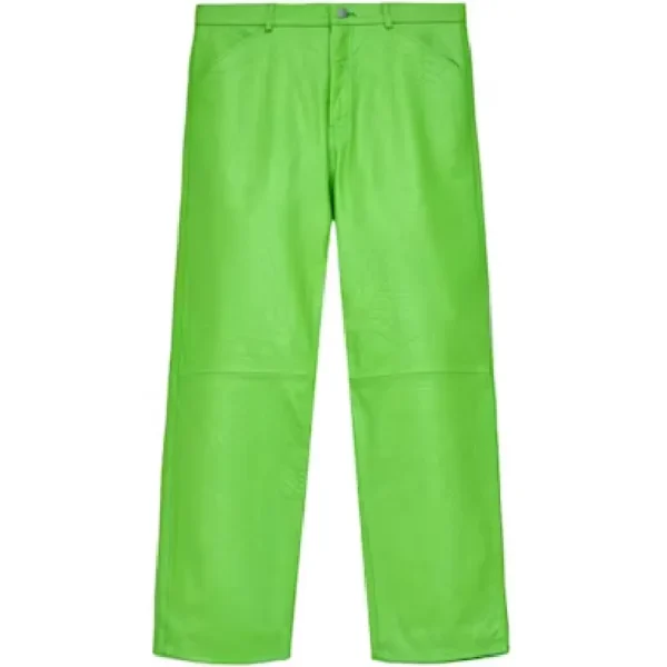 Green Sp5der Debossed Web Leather Pant