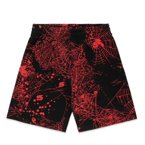 Black Sp5der Aop Web V2 Shorts